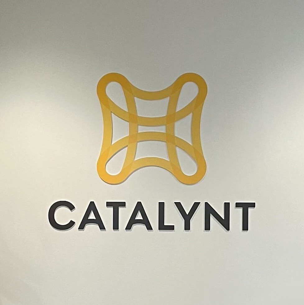Catalynt horizontal logo on wall