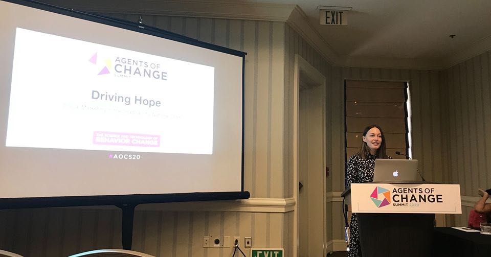 Mallory speaking at the 2019 Agents of Chance conference in San Diego